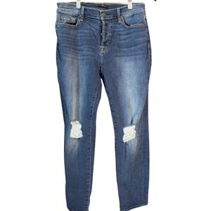 7 For All Mankind Distressed High Rise Skinny Button Fly Women Size 29